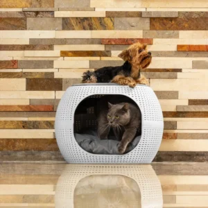 Cama Para Mascotas Blanca Tipo Ratan Marca Mq