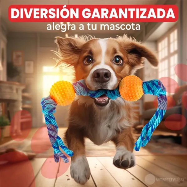 Juguete Para Perro Pelotas Y Cuerda Lanza Ejercita Antisarro Naranja - Image 2