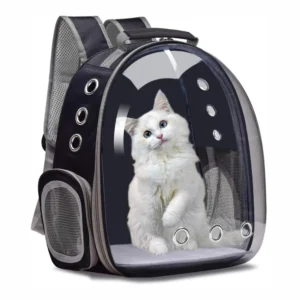 Maleta Para Mascotas Transporte Con Capsula Perros Y Gatos Negro