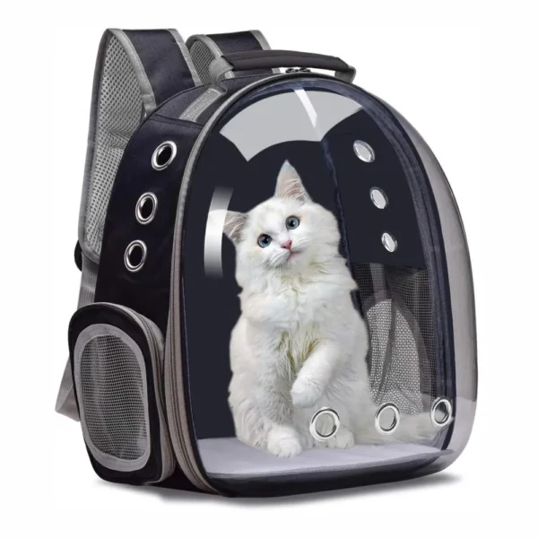Maleta Para Mascotas Transporte Con Capsula Perros Y Gatos Negro