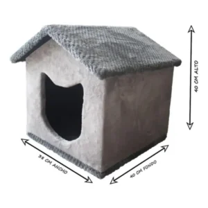 Casas Para Gatos En Madera Tapizada Color Escala Grises Accesorios Mascotas Camas Cunas