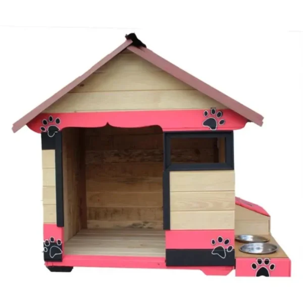 Casas Para Perros Labradores+ Platos Mealicos + Colchoneta Color Rosado Intemperie Cama Mascotas - Image 3