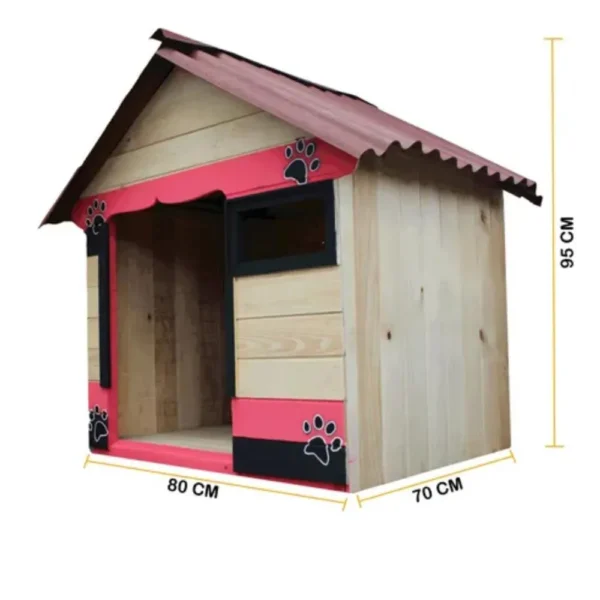 Casas Para Perros Labradores+ Platos Mealicos + Colchoneta Color Rosado Intemperie Cama Mascotas - Image 2
