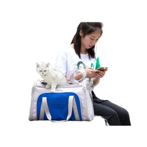 Maleta Viajera Para Gato Nova Blanca Con Azul